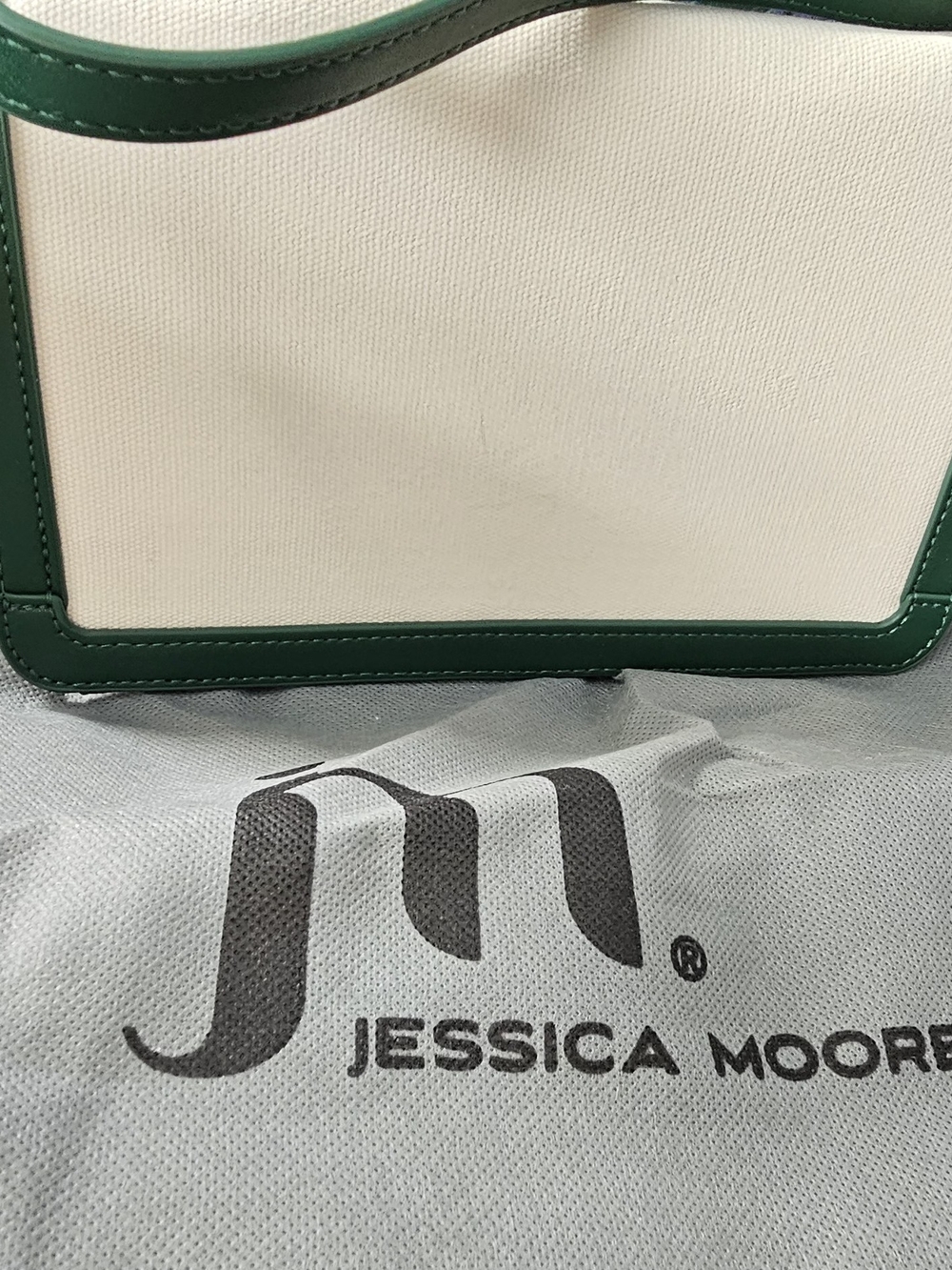 Cream Canvas & Green Trim Tote
